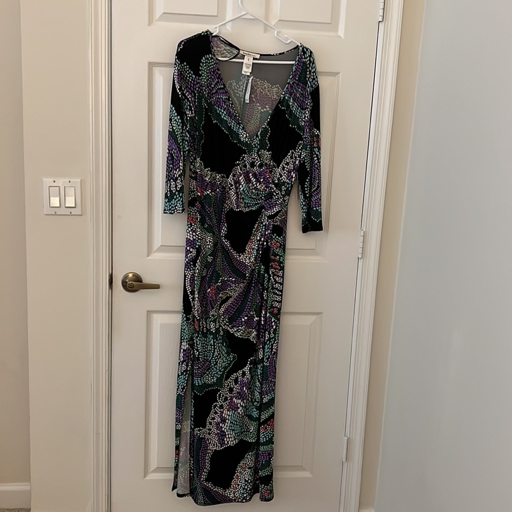 Multicolor long Laundry Maxi Faux Wrap Dress Ladies Xl runs more like a Large
